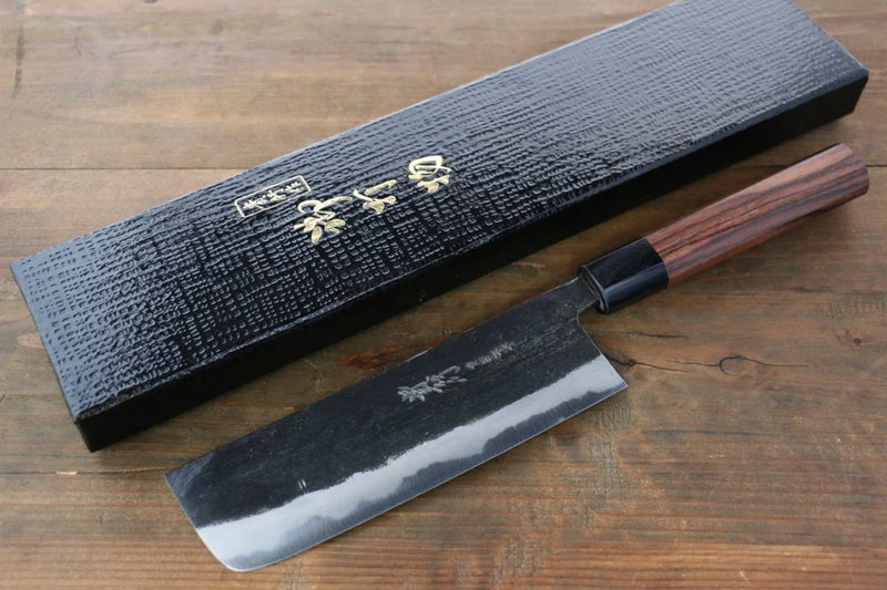 Takayuki Iwai Super Azul Kurouchi Nakiri  165mm Mango de Shitan - Japanny-SP