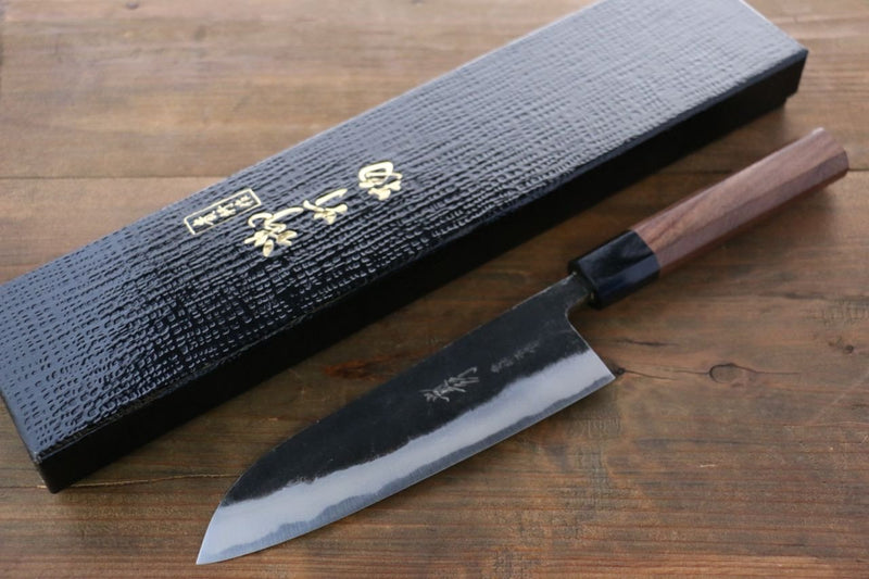 Takayuki Iwai Super Azul Kurouchi Santoku  165mm Mango de Shitan - Japanny-SP